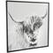 White Canvas Shaded Bull Framed Wall Art with Black Frame 37" x 1" x 37"